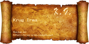 Krug Irma névjegykártya